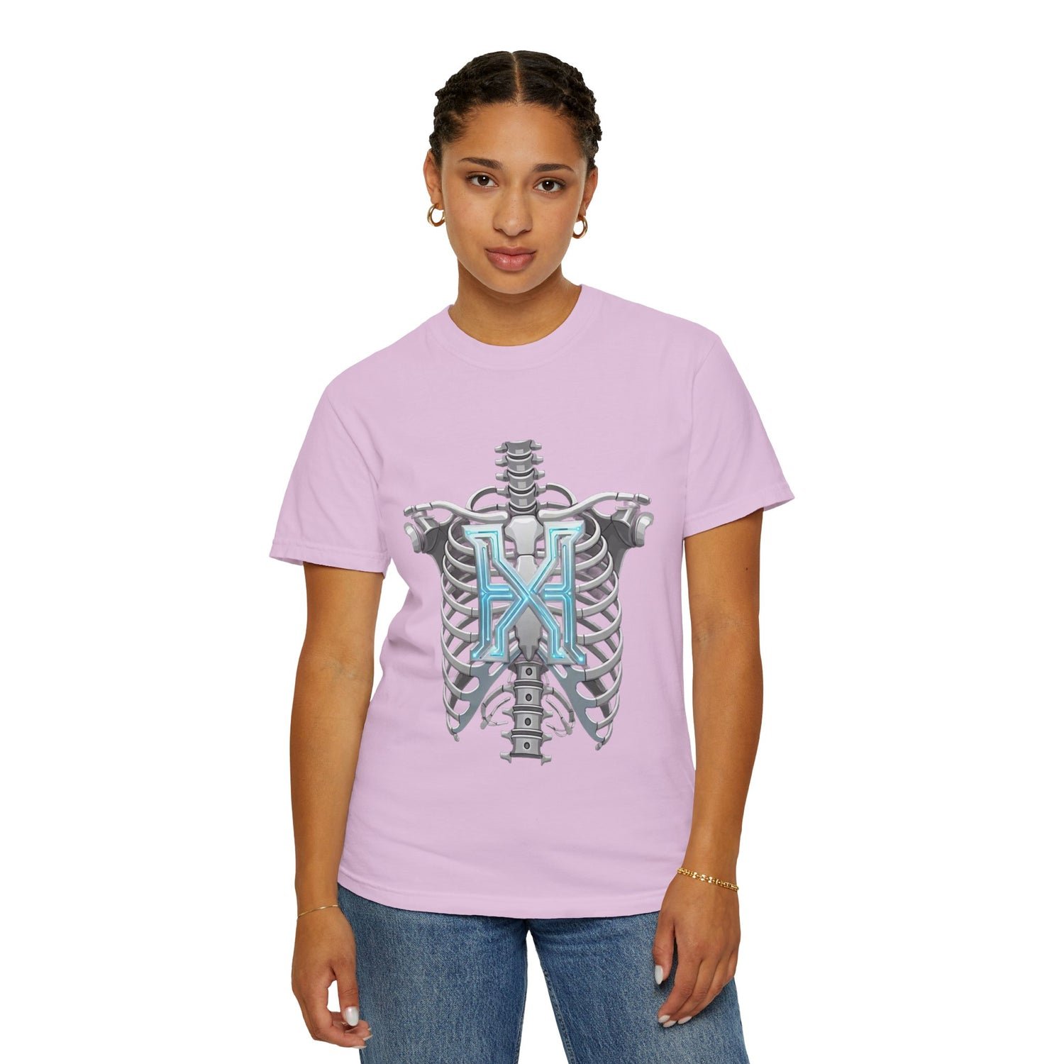 Hypug Xenon Skeleton Ribcage & Robotic X T-Shirt — Futuristic Tech Anatomy Tee - HYPUG XENON